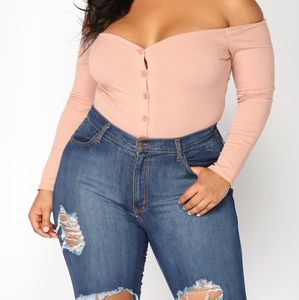 Fashion Nova mauve off shoulder bodysuit